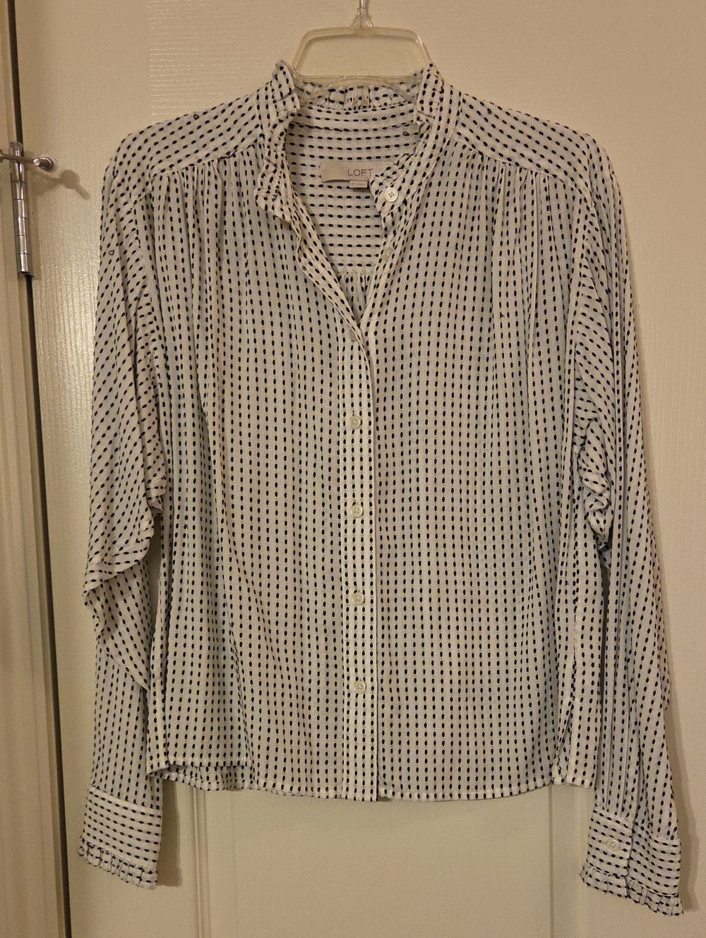 LOFT Button-Down Shirt With Ruffle Collar And Sleeves